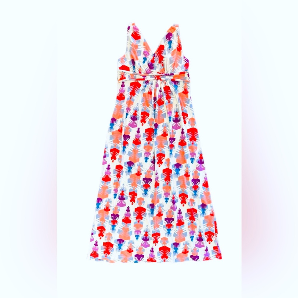 Christine V Multicolor Colorful Geometric Maxi Dress Size S Cotton Blend Stretch